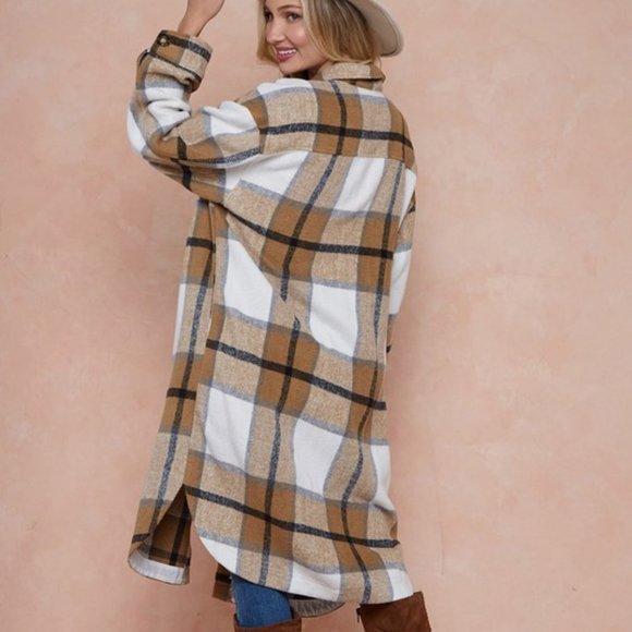 new ON BLUE DUSTER FLANNEL SHAKET JACKET SHIRT mustard plaid western boho SM-LG - Picture 5 of 7